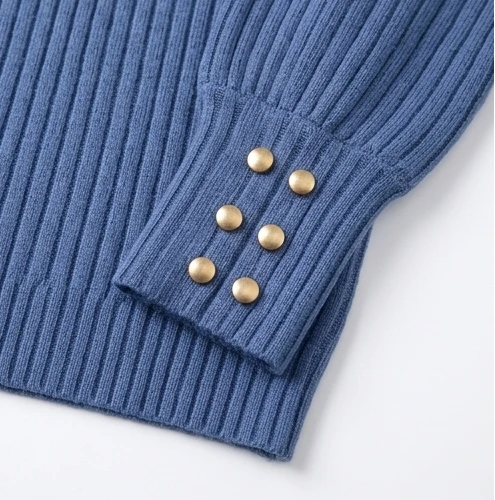 Lumaelle – Ribbed Knit Lantern Sleeve Button-Cuff Pullover