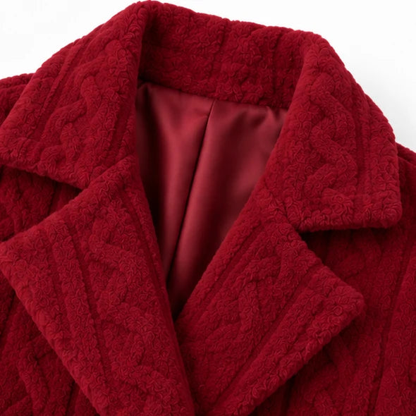 Wintelle – Textured Double-Breasted Winter Coat