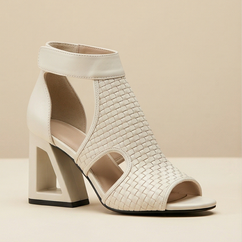 Tessara - Women's Woven Peep Toe Block Heel Sandals