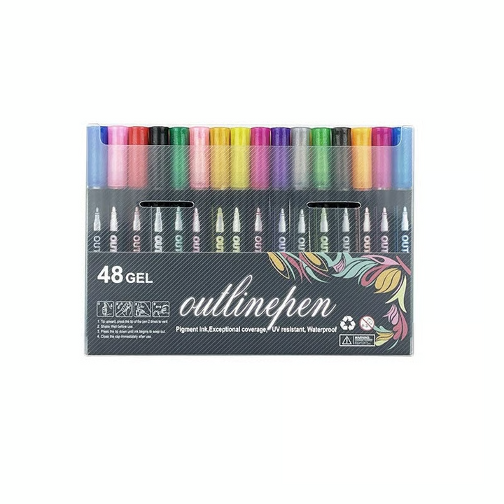 Twinora – Dual-Outline Metallic Ink Marker Set