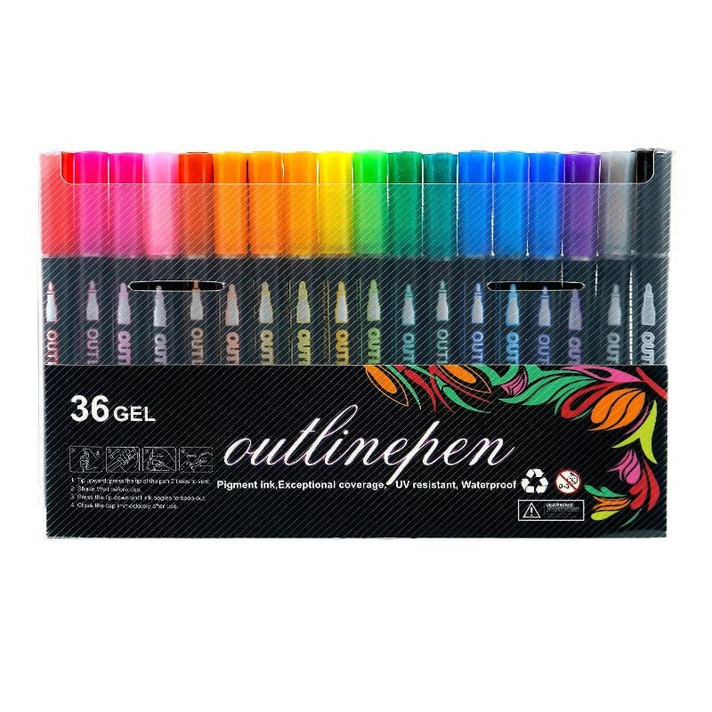 Twinora – Dual-Outline Metallic Ink Marker Set