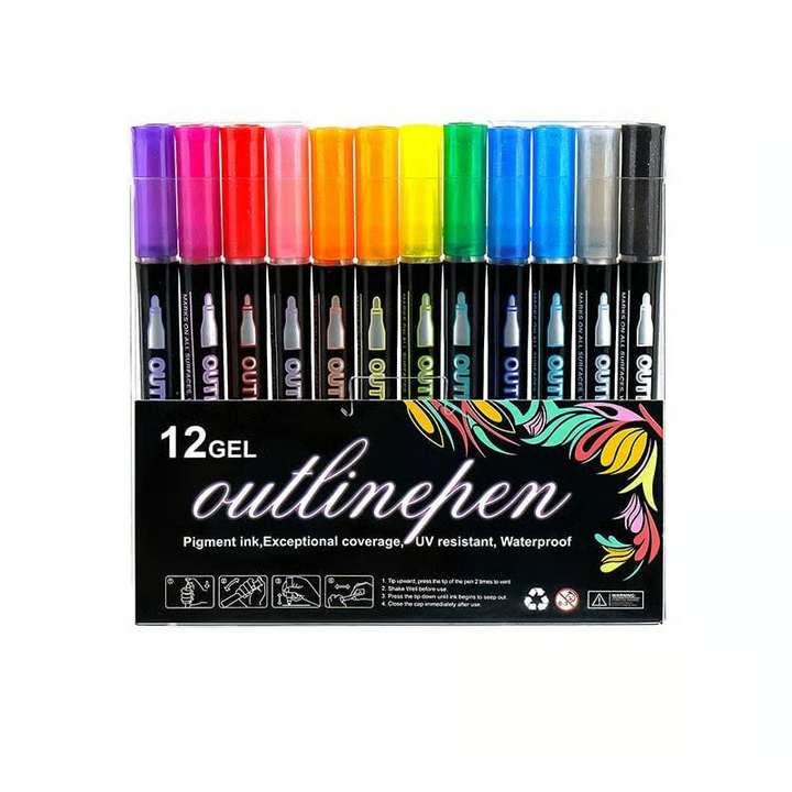 Twinora – Dual-Outline Metallic Ink Marker Set