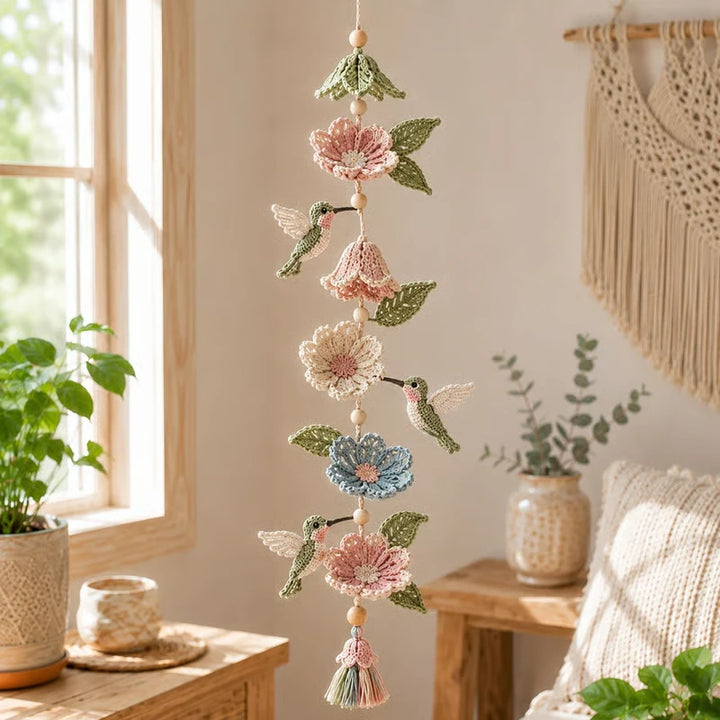 Hummingbird Haven – Crochet Hummingbird Flower Garland