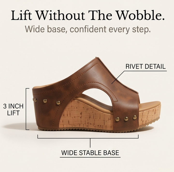 Lumera – Studded Cork Wedge Sandals