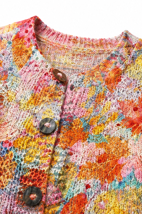 Helena – Floral Print Open-Front Knit Cardigan