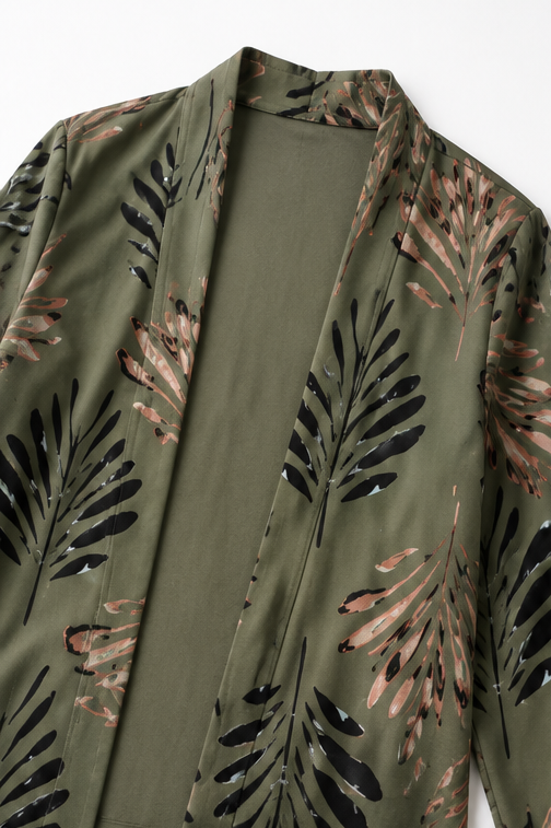Wearbella – Botanical Print Cardigan, Top And Pants Set