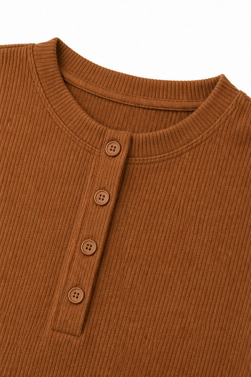 Corduvie – Button-Up Corduroy-Look Henley Top