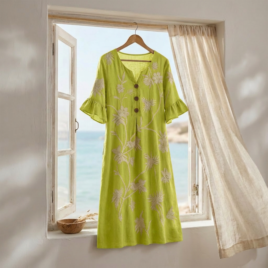 Solenya – Women's Embroidered Floral Midi Dress