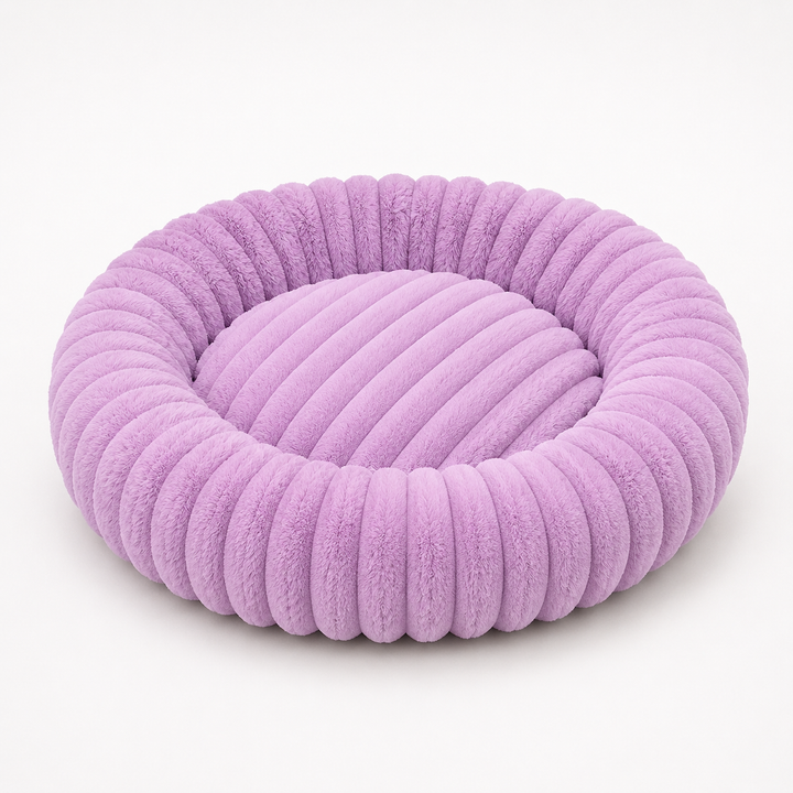 Nestwell – Raised-Edge Round Calming Plush Pet Bed