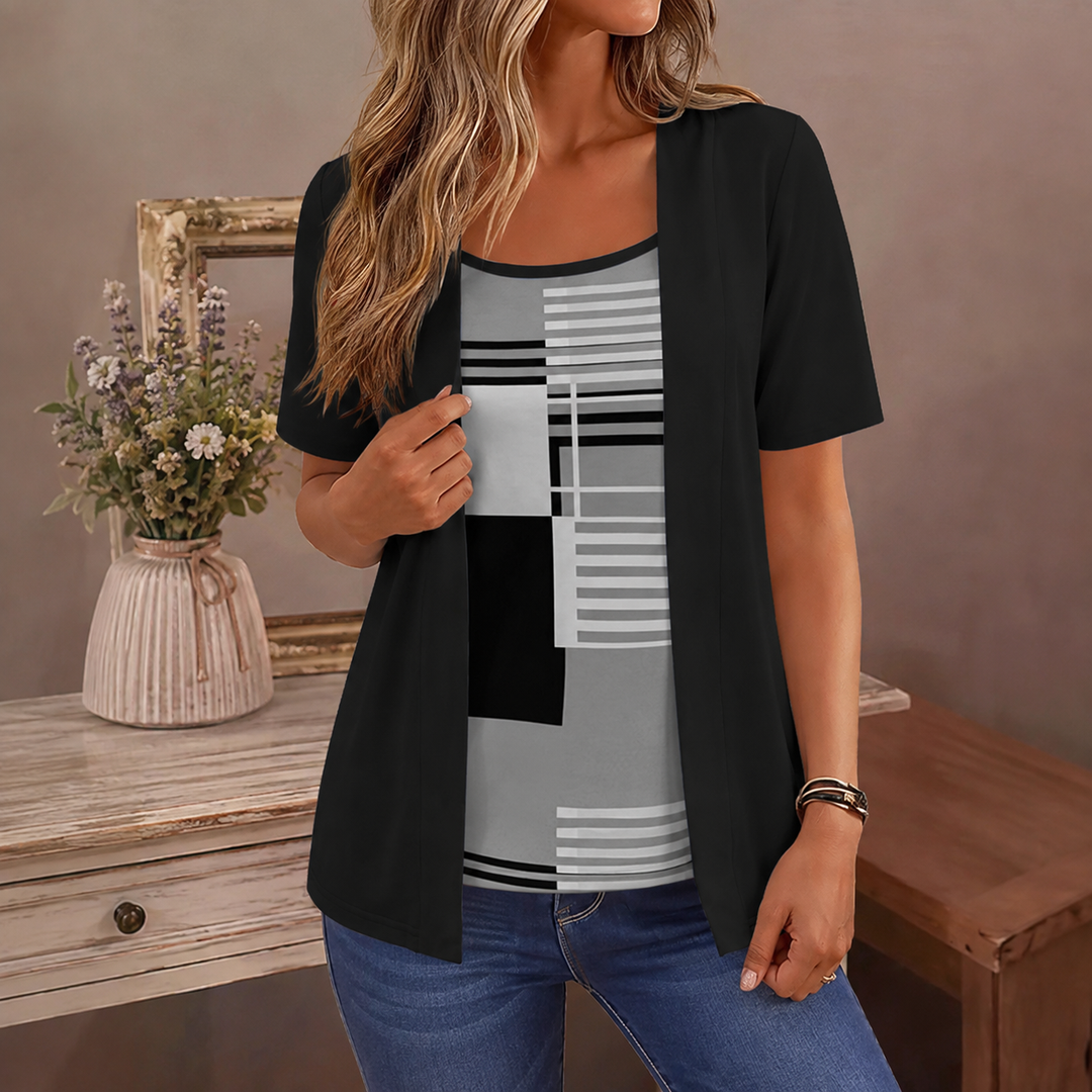 Wearbella – Color-Block Layered-Look Top