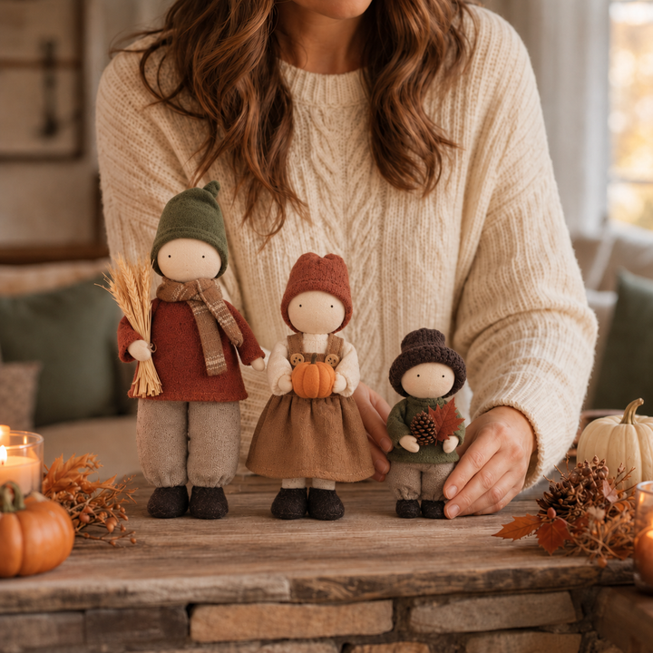 Harvest Hearth – Three-Piece Harvest Doll Figurine Set