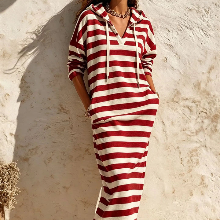 Wearbella – Striped Hooded Maxi Dress