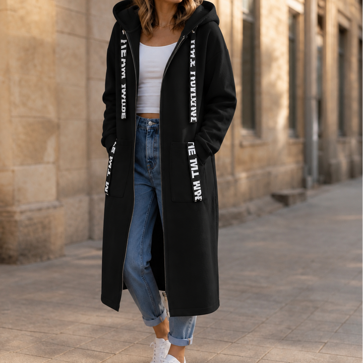 Everlyne – Alphabet Patchwork Zip-Up Hooded Jacket