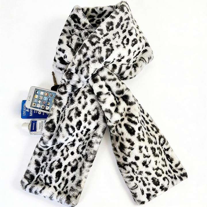 Velancia™ – Soft Faux Fur Scarf with Zip Pocket
