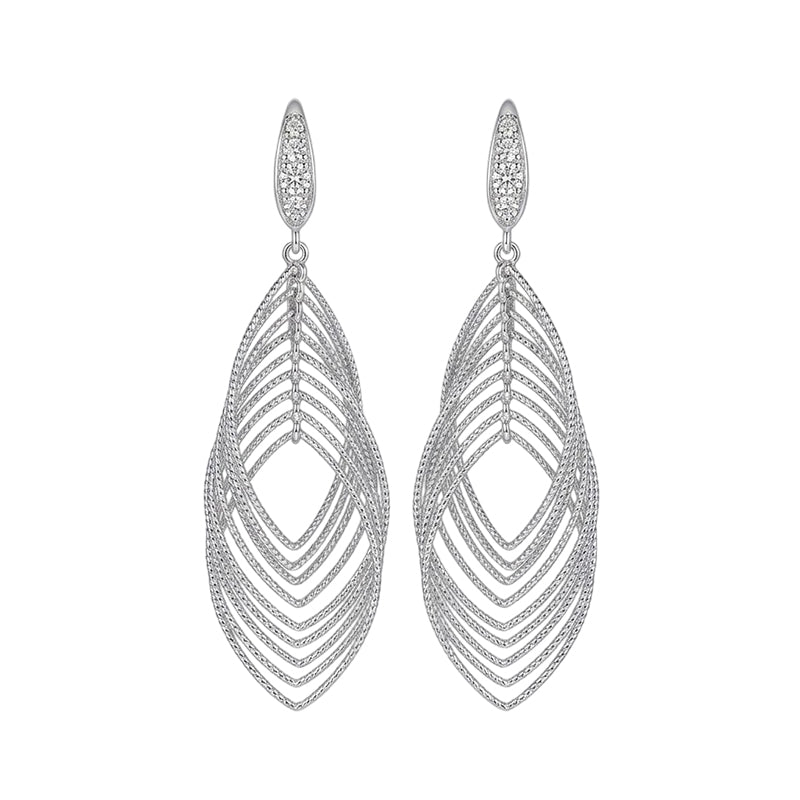 Lumivra - Cascading Silver Leaf Earrings