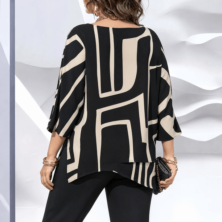 Eloria – Elegant Oversized Statement Top Black beige / S