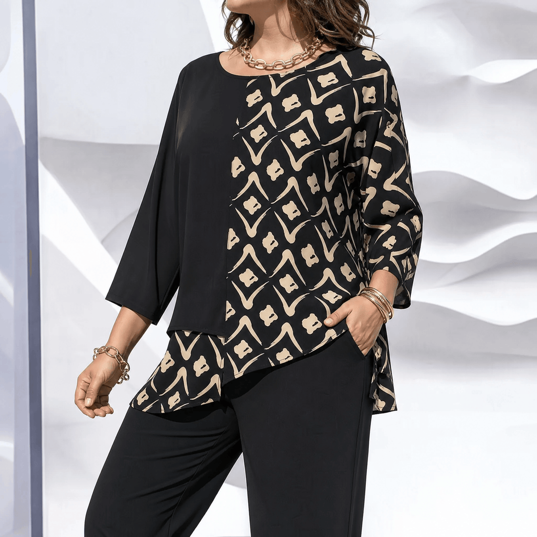 Eloria – Elegant Oversized Statement Top Black khaki / S