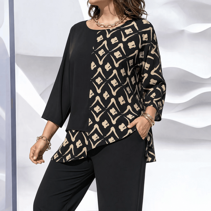 Eloria – Elegant Oversized Statement Top Black khaki / S