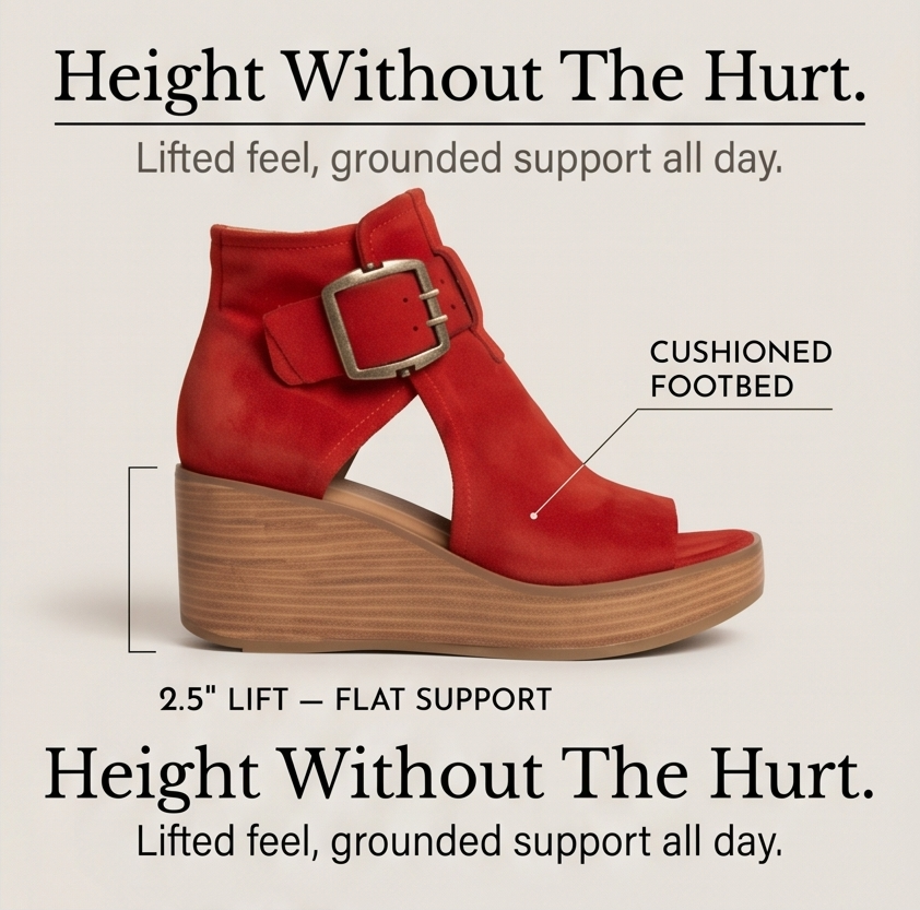 Elsera – Peep-Toe Platform Wedges with Buckle Detail
