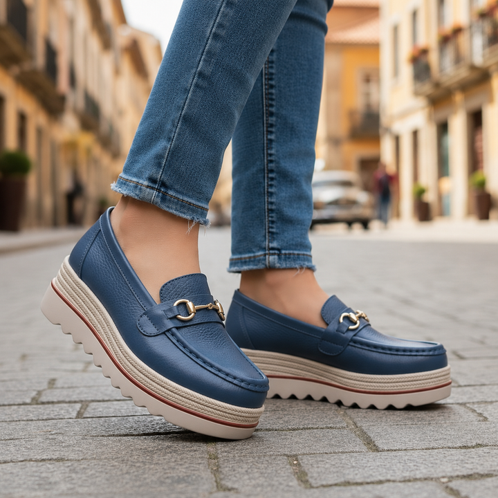Clarelle – Steel-look Clasp Lug Sole Loafers