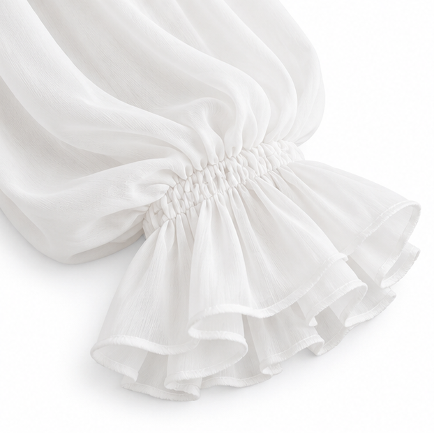 Rosabelle – Cotton Lace-Patchwork Ruffle-Cuff Blouse