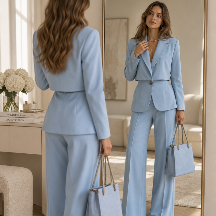 Wearbella – Notch Lapel Layered-Look Blazer And Trouser Set