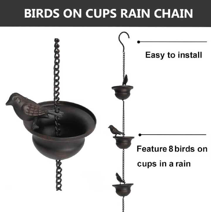 RainPerch – Bird Rain Chain for Garden Charm