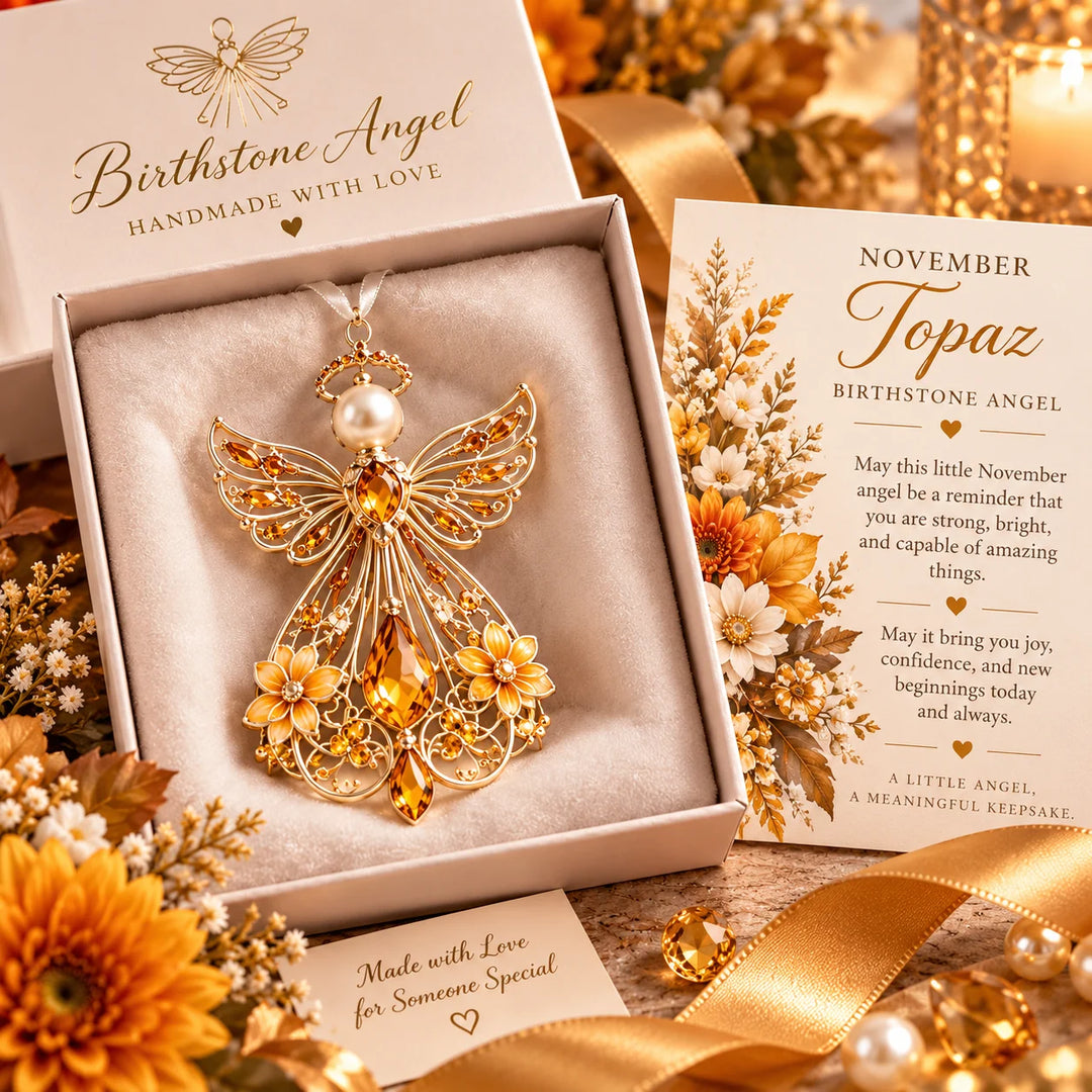 Birthstone Angel – Jeweled Guardian Angel Ornament