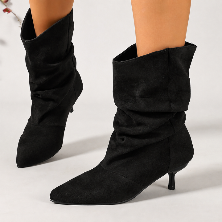 Suedeva – Slouchy Suede Pointed-Toe Ankle Boots