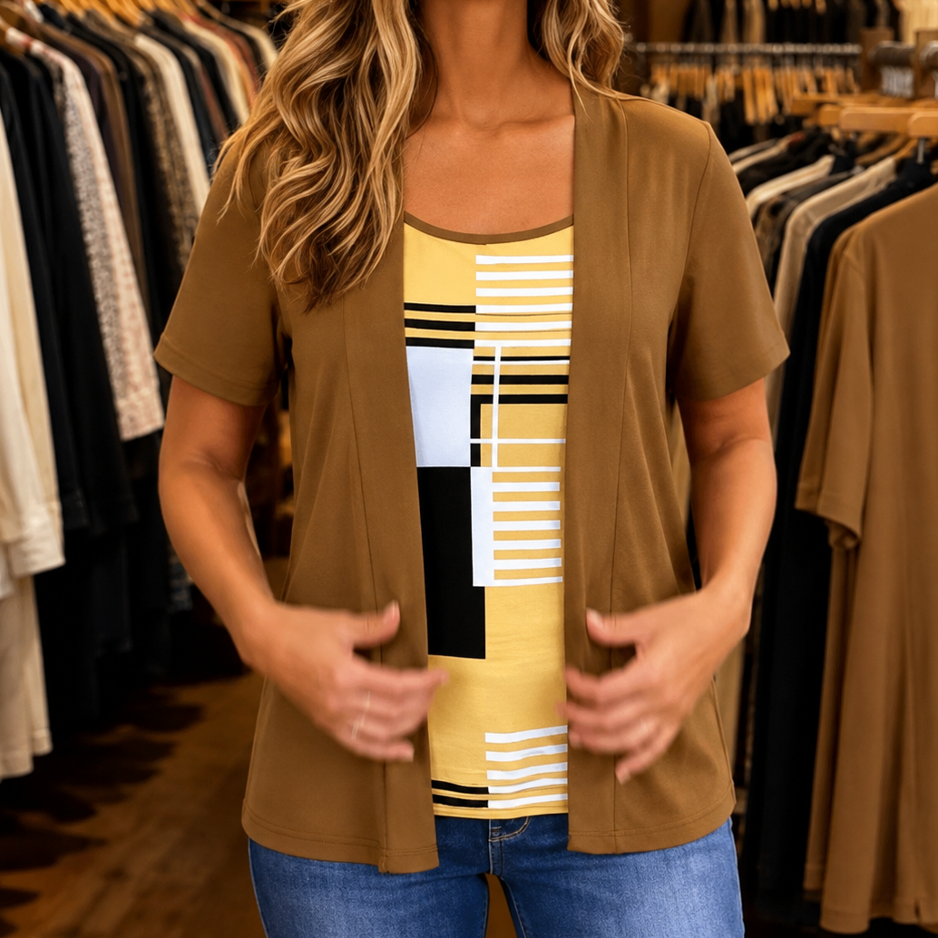 Layerlyn – Colour Block Tank And Cardigan Set