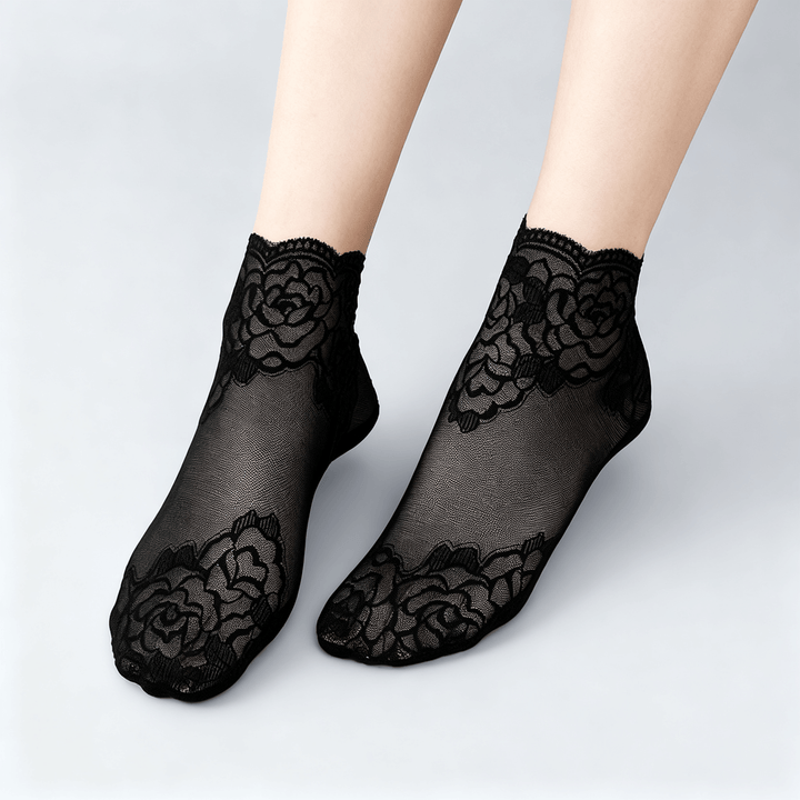 Feeluxe - Elegant Lace Socks for Women Black