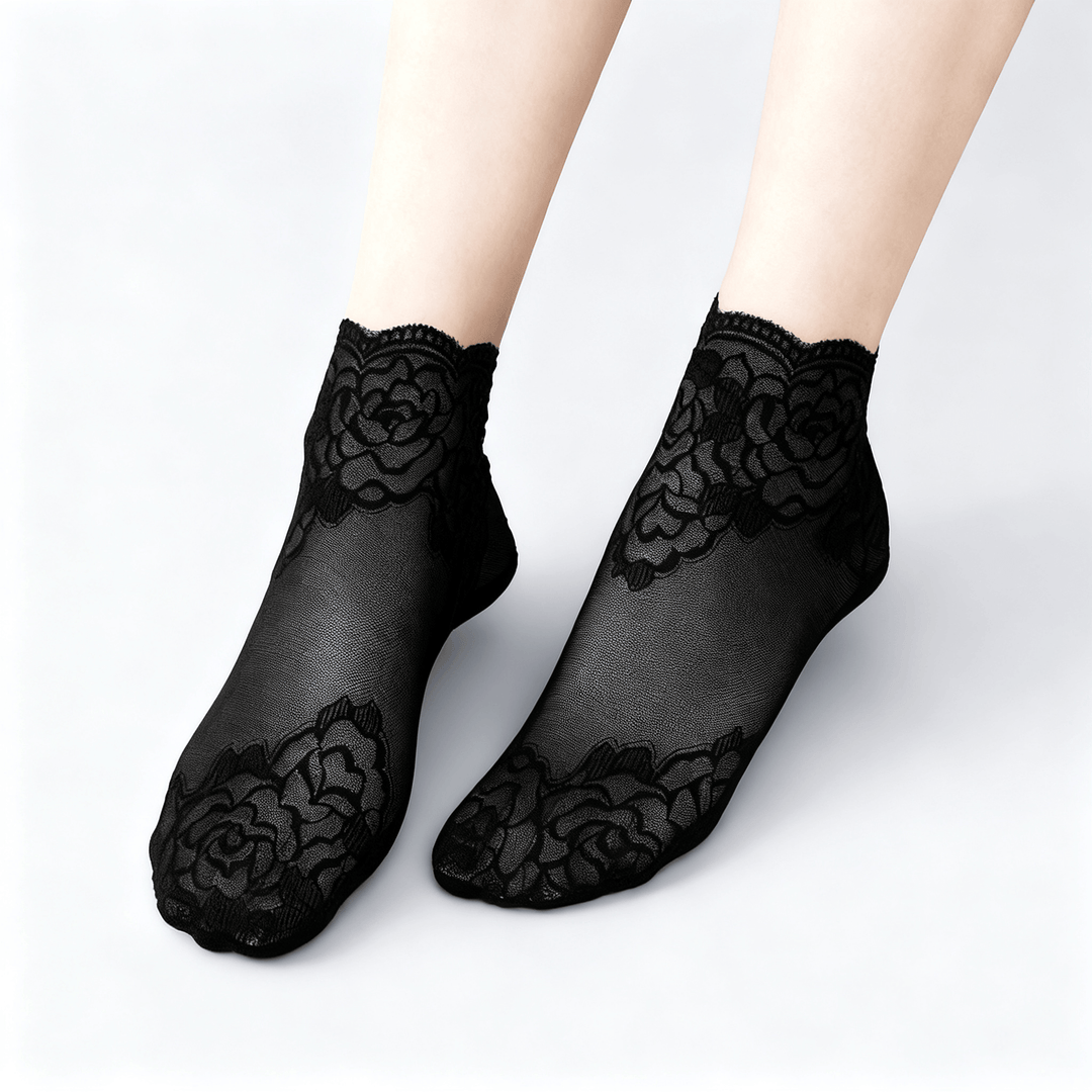 Feeluxe - Elegant Lace Socks for Women Black