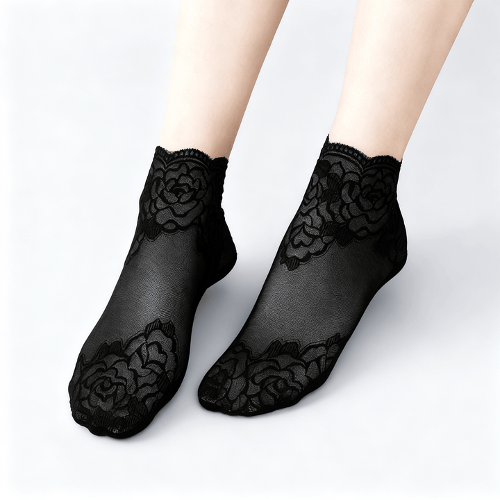 Feeluxe - Elegant Lace Socks for Women Black