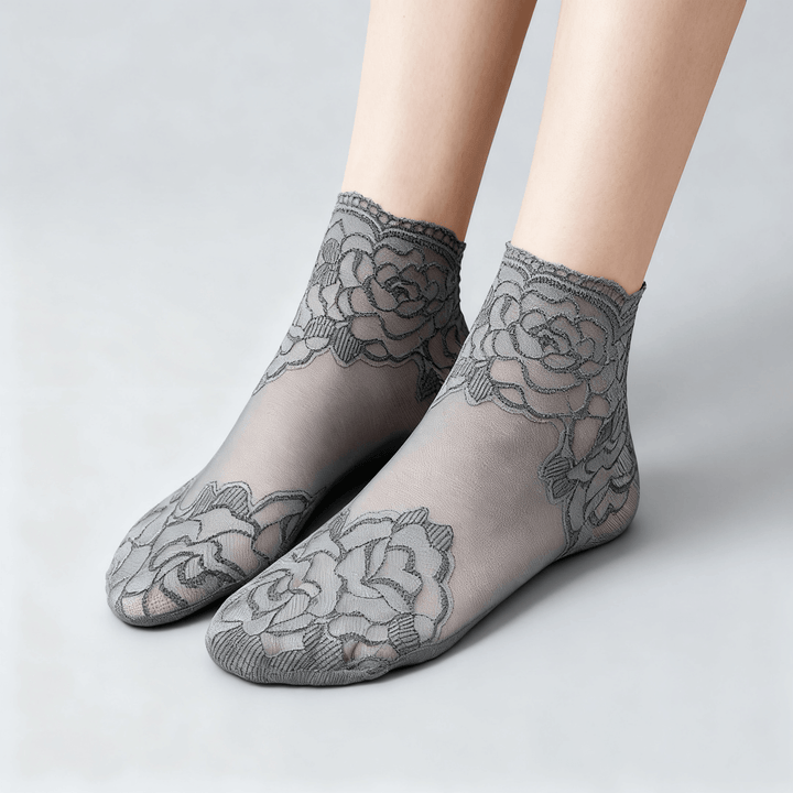 Feeluxe - Elegant Lace Socks for Women Grey