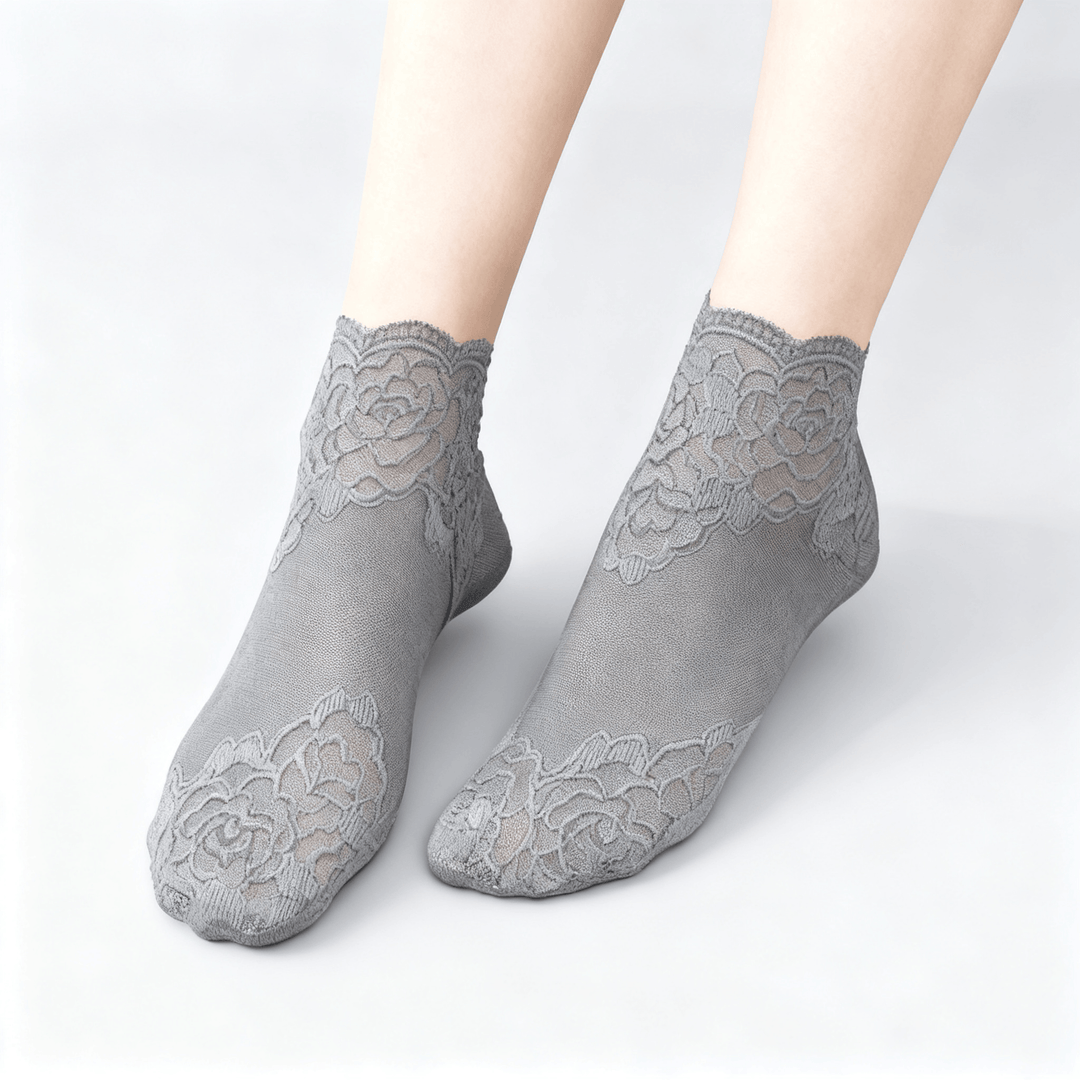 Feeluxe - Elegant Lace Socks for Women Grey