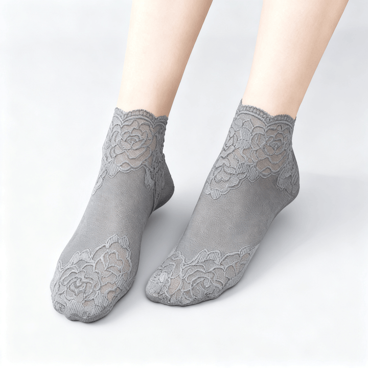Feeluxe - Elegant Lace Socks for Women Grey