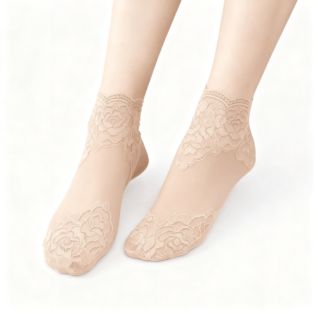 Feeluxe - Elegant Lace Socks for Women Nude