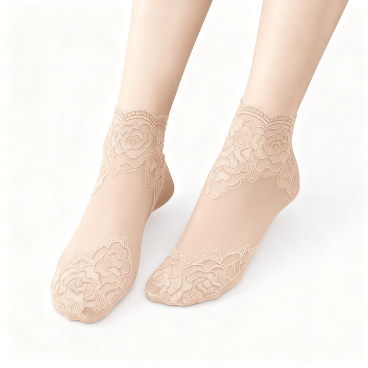 Feeluxe - Elegant Lace Socks for Women Nude