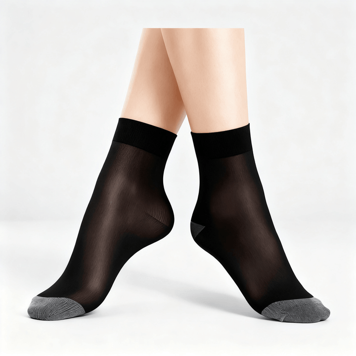 Feeluxe™ - Silky Anti-Slip Cotton Socks (5+5 Free) 5x Black
