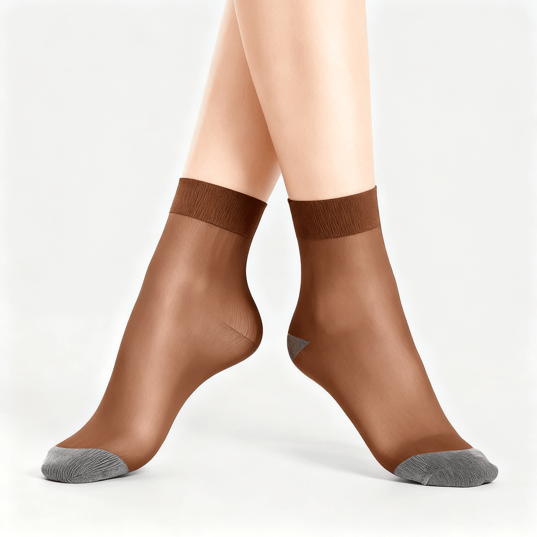 Feeluxe™ - Silky Anti-Slip Cotton Socks (5+5 Free) 5x Coffee