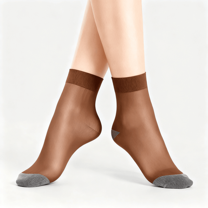 Feeluxe™ - Silky Anti-Slip Cotton Socks (5+5 Free) 5x Coffee