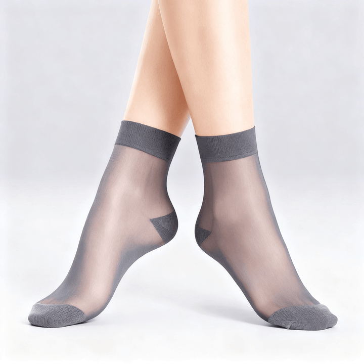 Feeluxe™ - Silky Anti-Slip Cotton Socks (5+5 Free) 5x Grey