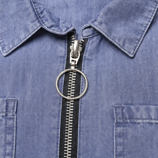 Zipdaya – Adjustable Zip-Front Denim Shift Dress