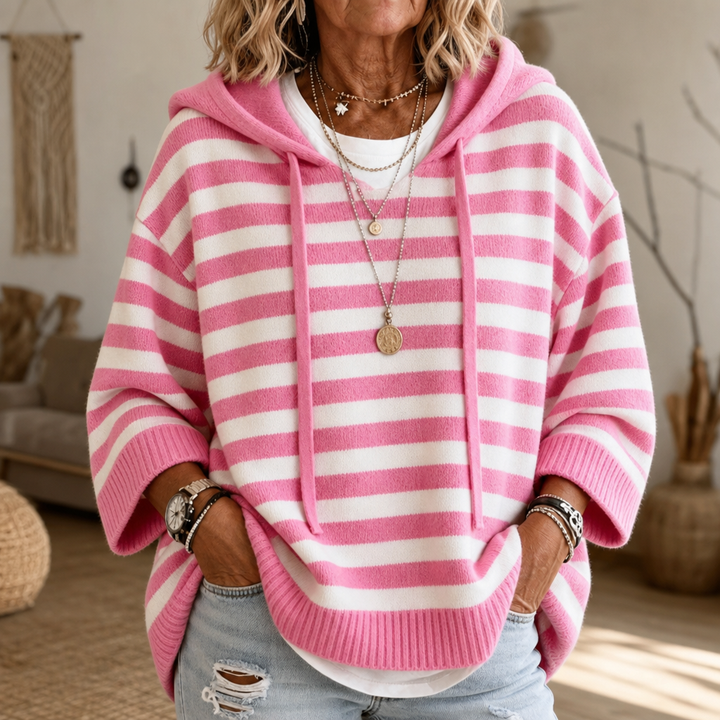 Wearbella – Oversized Striped Hooded Sweater
