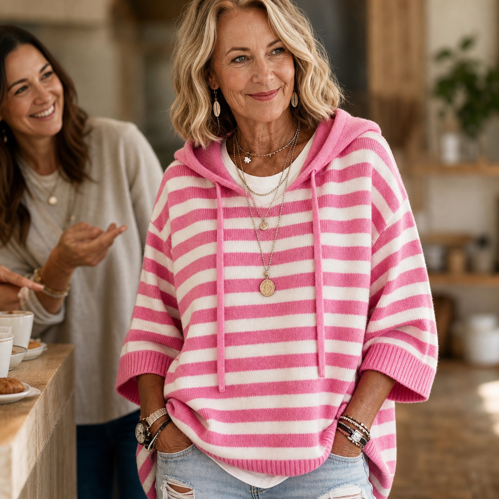 Wearbella – Oversized Striped Hooded Sweater
