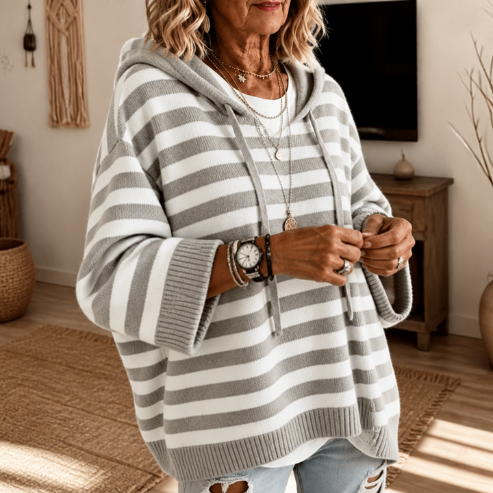Wearbella – Oversized Striped Hooded Sweater