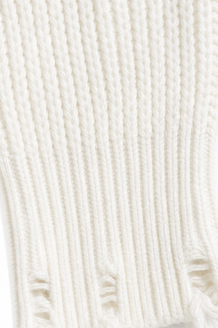 Wrenfield – Distressed Ribbed Knit Oversized Sweater with Ladder Rips, Crewneck Tunic