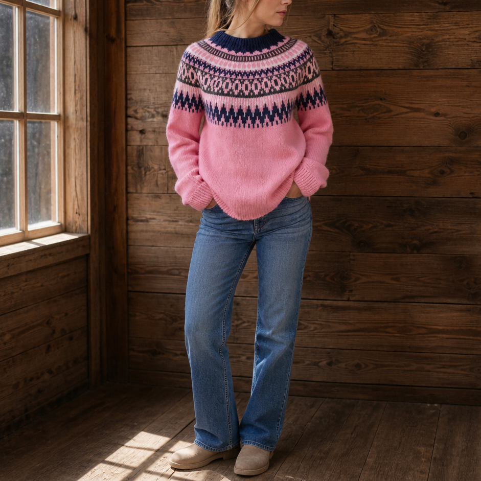 Wearlyn – Colorblock Yoke Dropped-Shoulder Knit Sweater