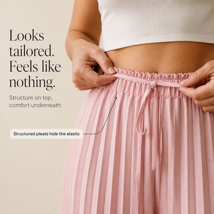 Easewide – Pleated Wide-Leg Drawstring Trousers