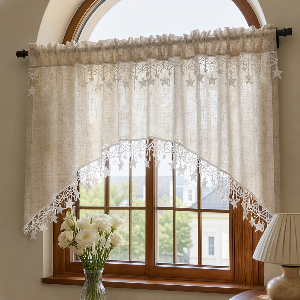 Starwoven – Star Lace Arc Hem Half Curtain
